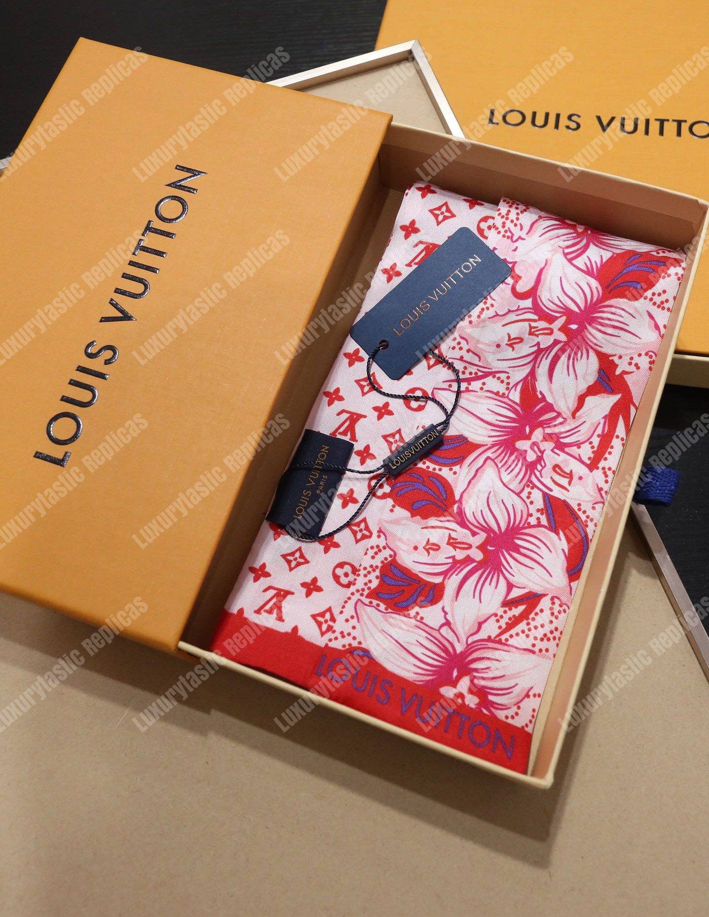 LV Monokinawa Bandeau Red Hawaiian Floral Monogram Silk Spring 2018