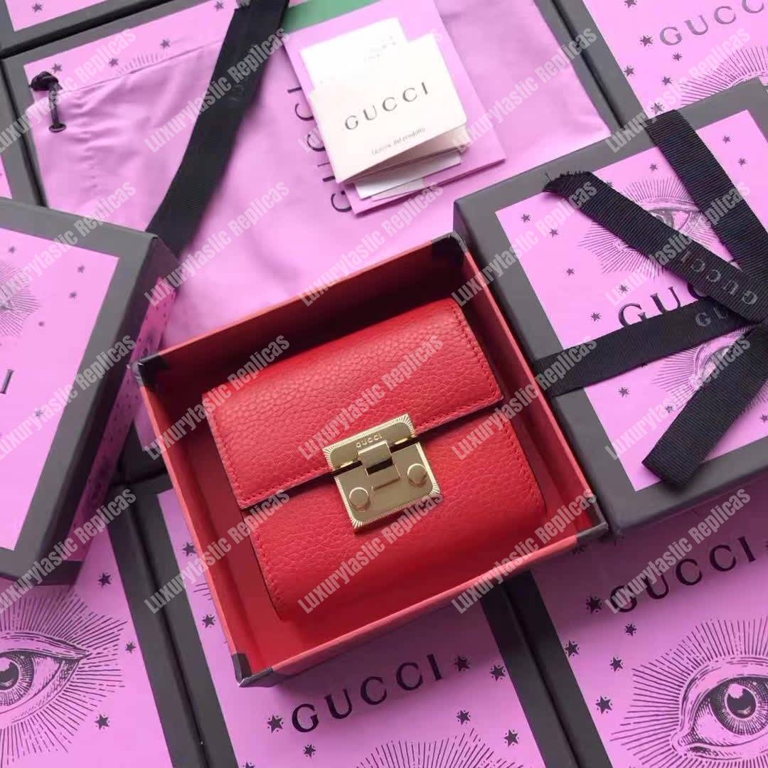 G*u*i padlock wallet hibiscus red