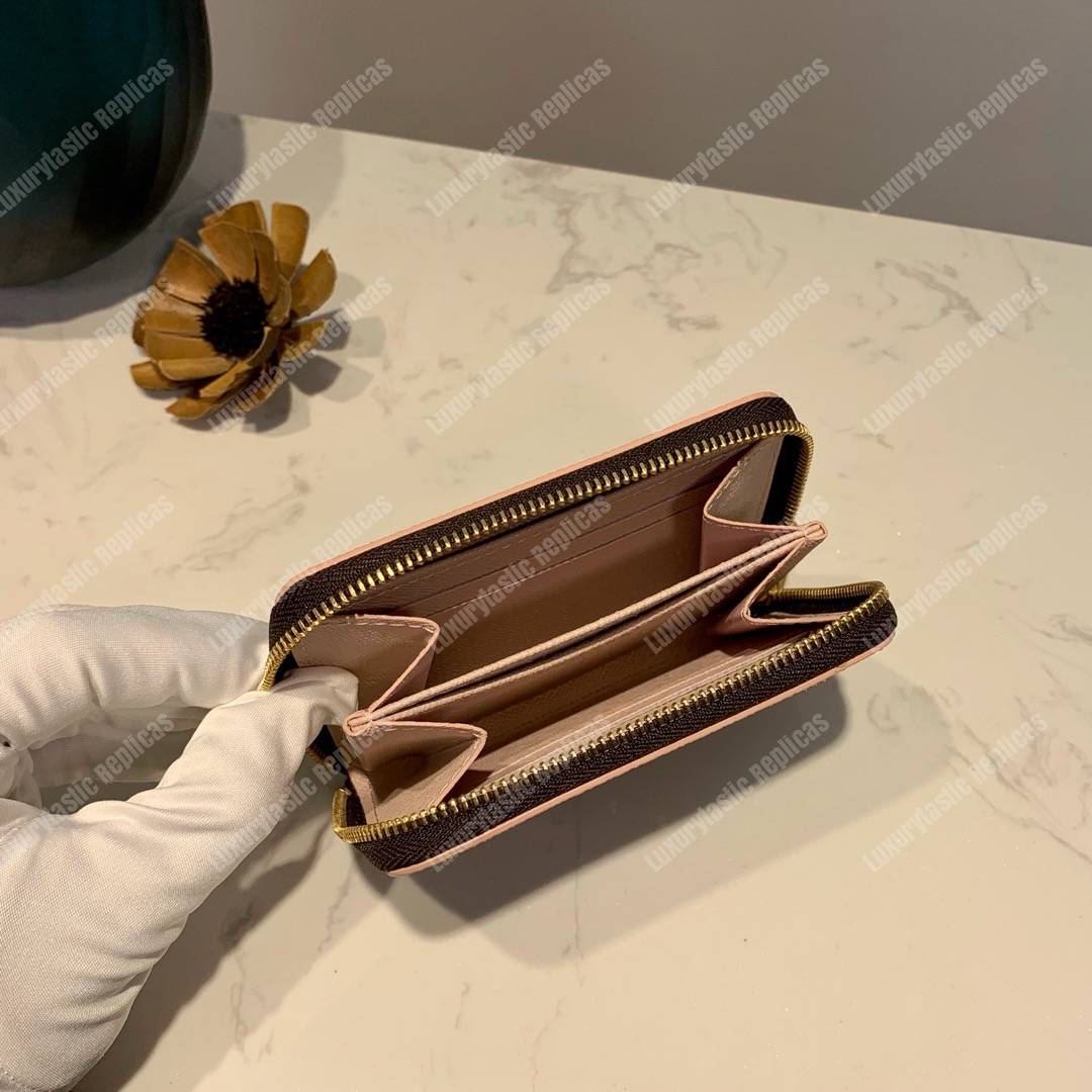 LV Zippy Coin Purse Damier Ebene Rose Ballerine Pink