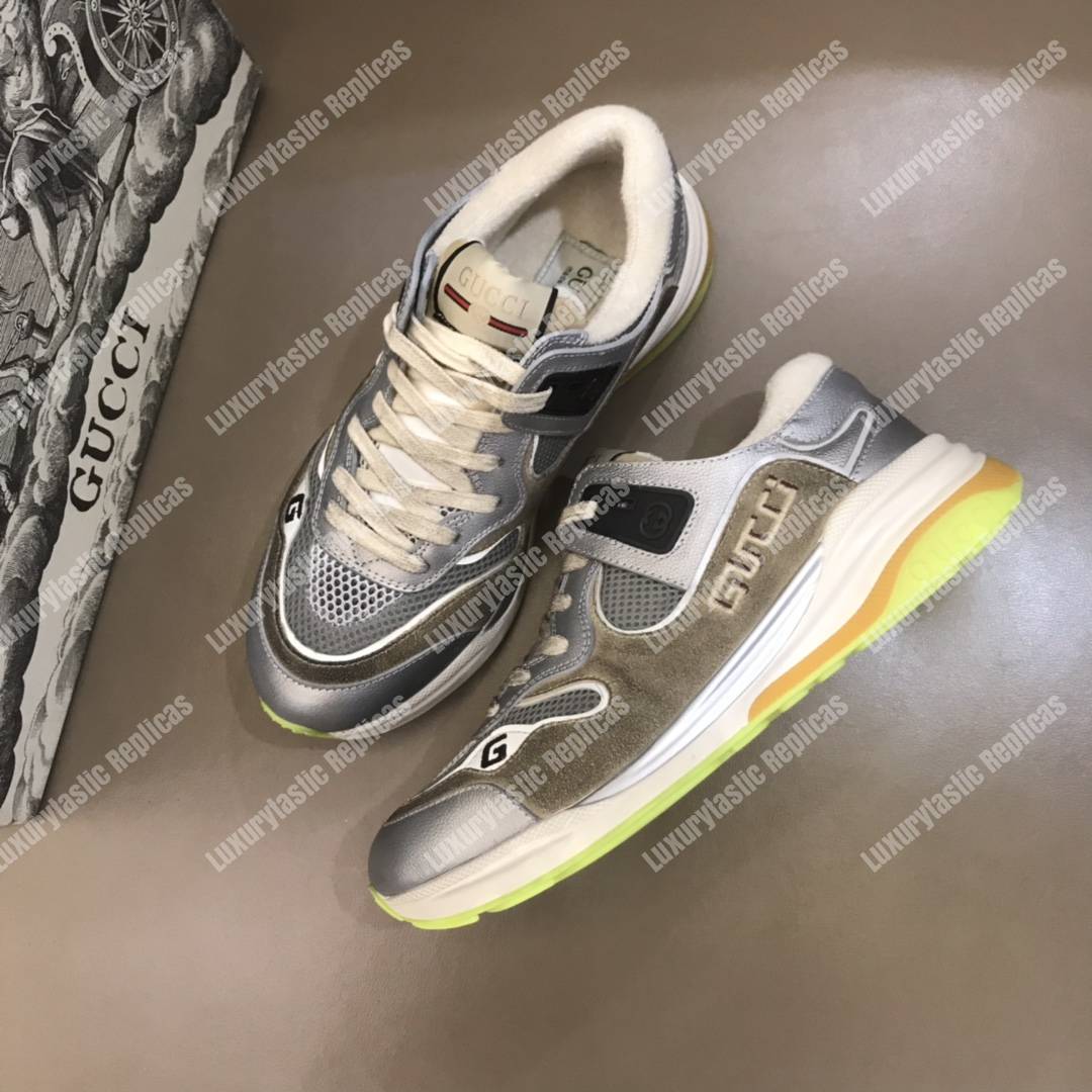 G*u*i ultrapace sneaker silver metallic leather