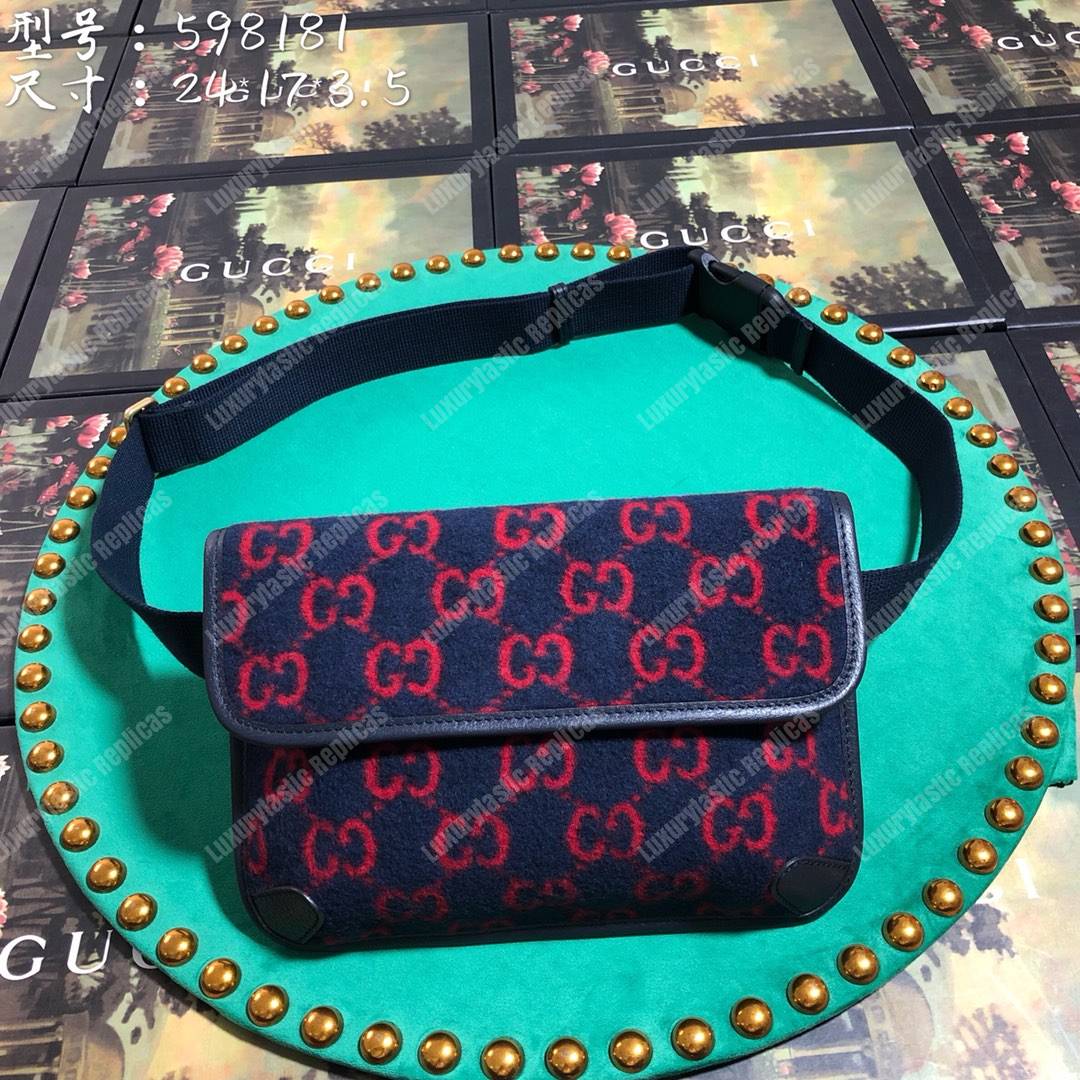 G*u*i gg wool belt bag blue/red