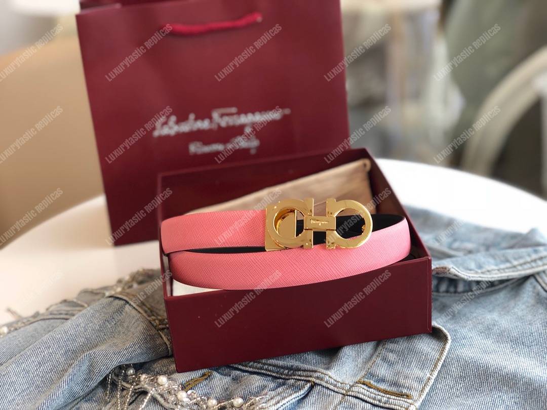 Salvatore Ferragamo Adjustable Gancini Belt Pink