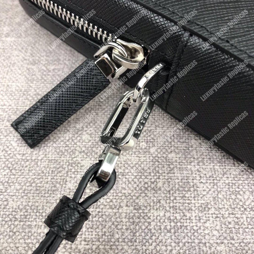 Pra*a saffiano leather men’s bag black / grey