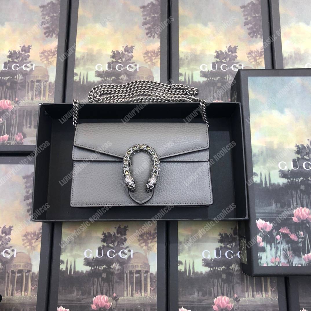 G*u*i dionysus leather super mini bag grey