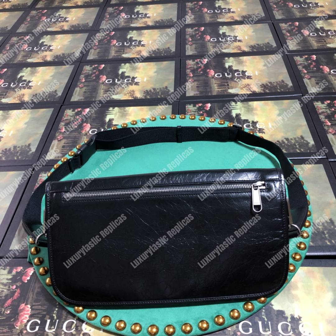 G*u*i medium soft leather messenger bag black