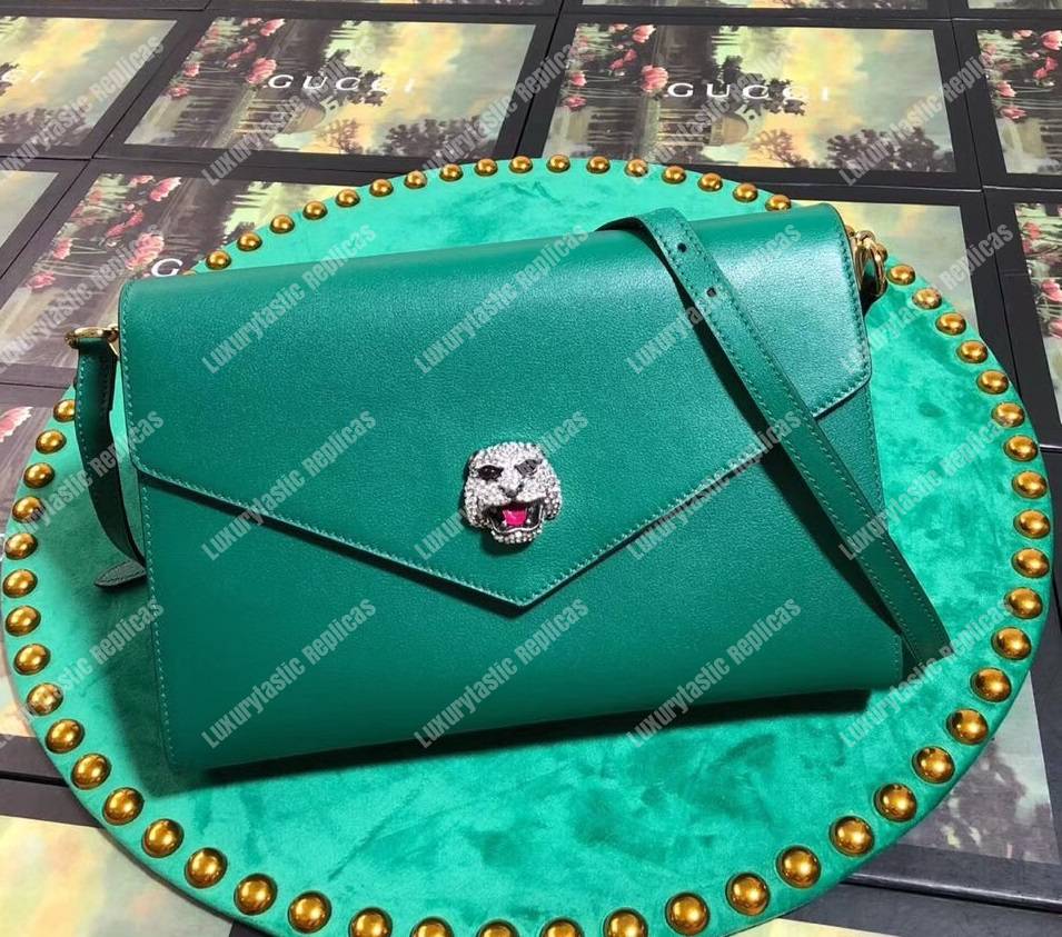 G*u*i medium leather shoulder bag green