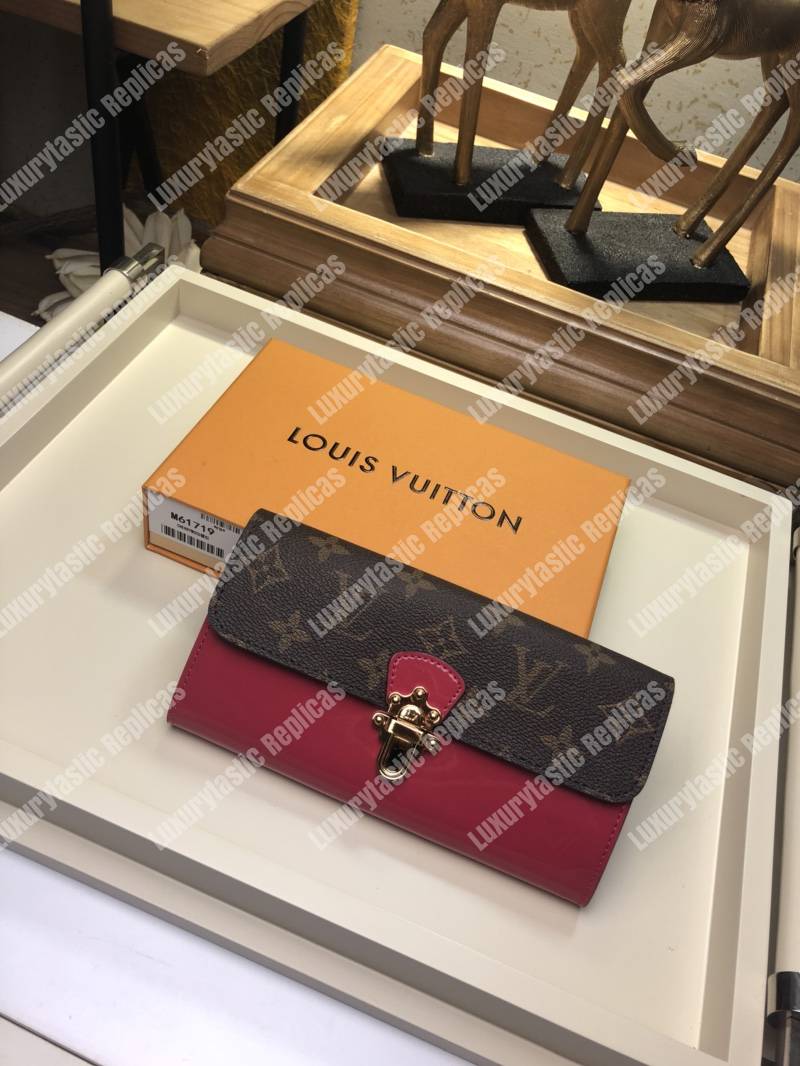 LV Cherrywood Wallet Patent Leather Fuchsia