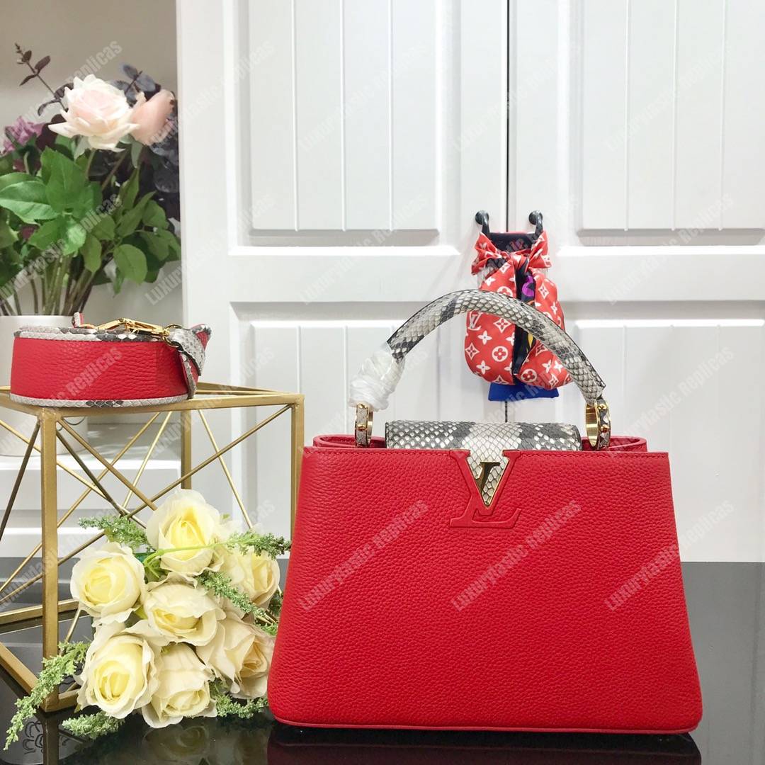 LV Capucines BB Taurillon Python Rouge