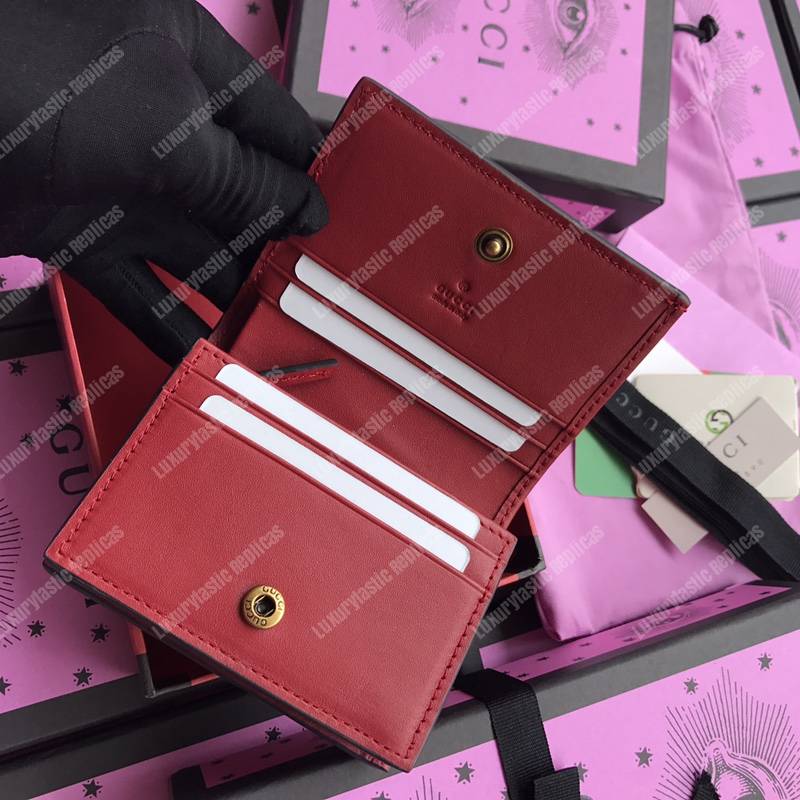 G*u*i queen margaret leather card case wallet white red blue