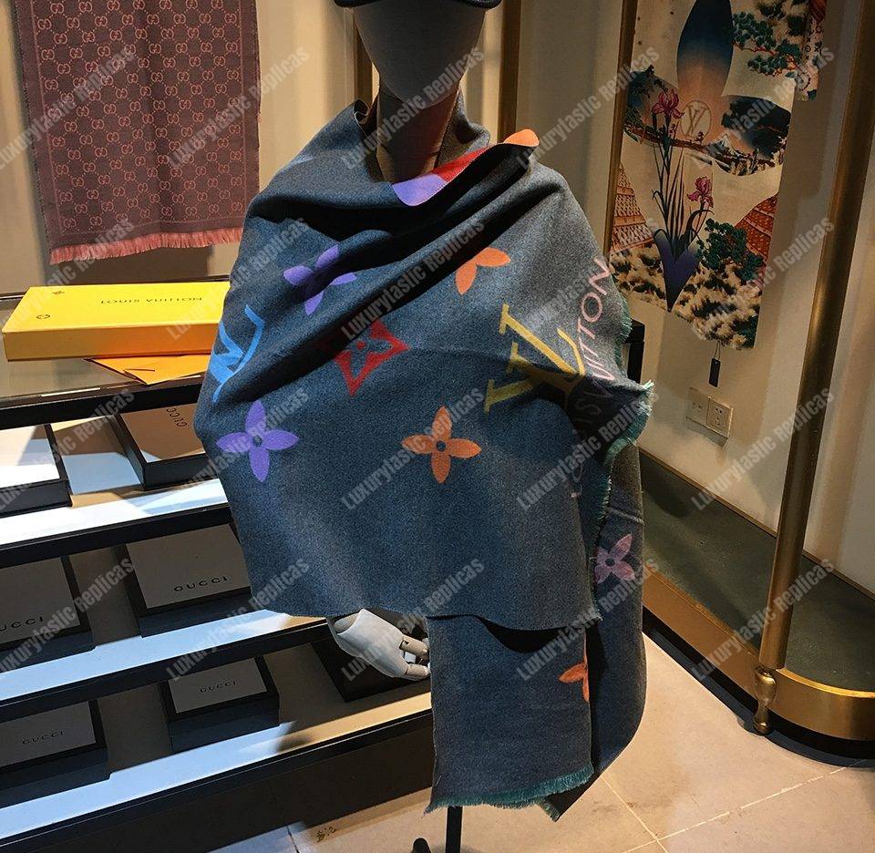 LV Reykjavik Scarf Cashmere & Wool Grey Multicolor