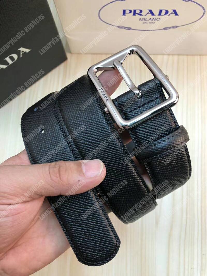 Pra*a saffiano leather belt black