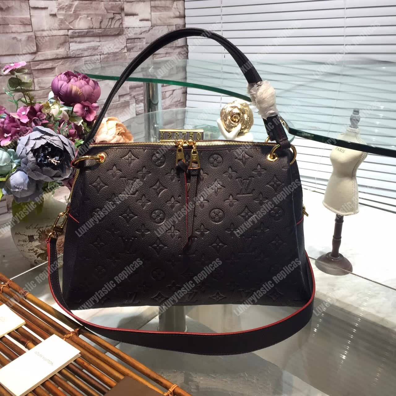 LV Ponthieu PM Monogram Empreinte Leather Marine Rouge