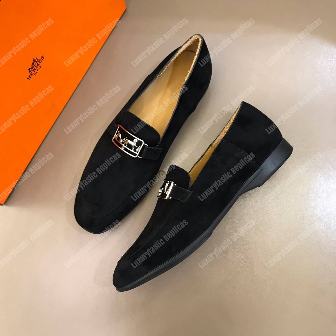 H**mes tenor loafer black velvet