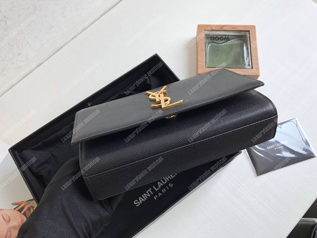 Saint Laurent Kate Medium In Grain De Poudre Embossed Leather Black