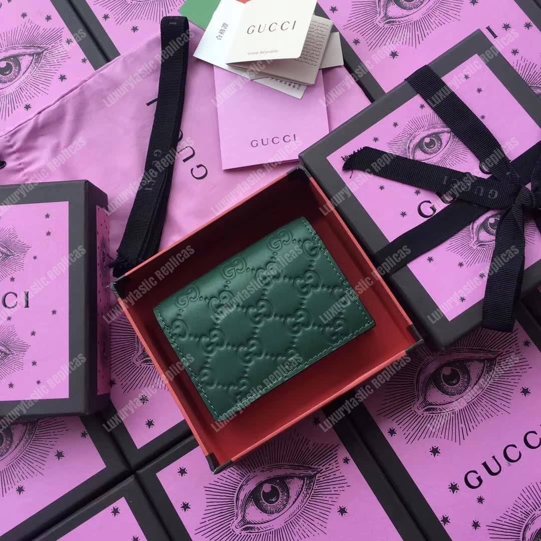 G*u*i signature card case in emerald green