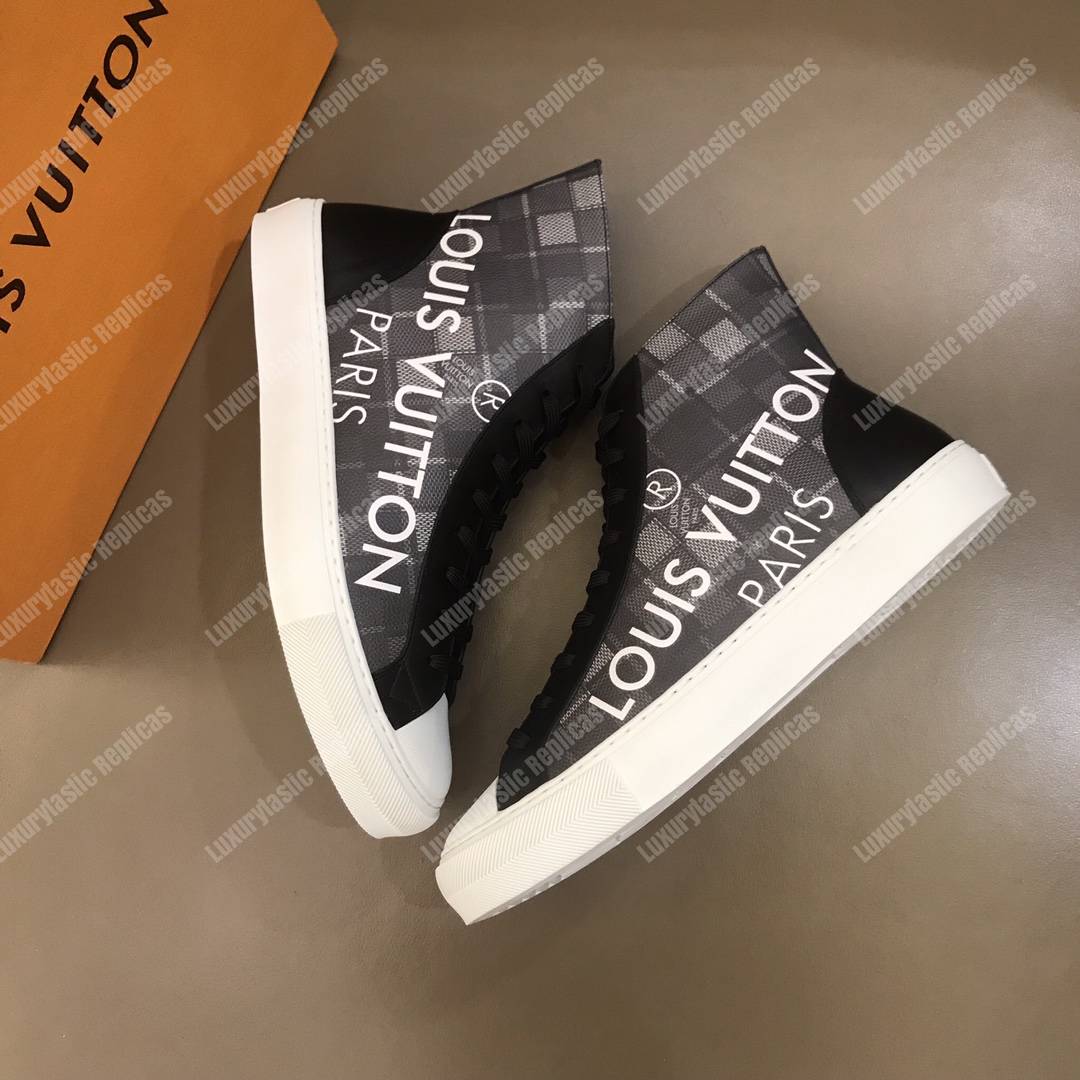 LV Tattoo Sneaker Boot Dameir Tartan Canvas Black