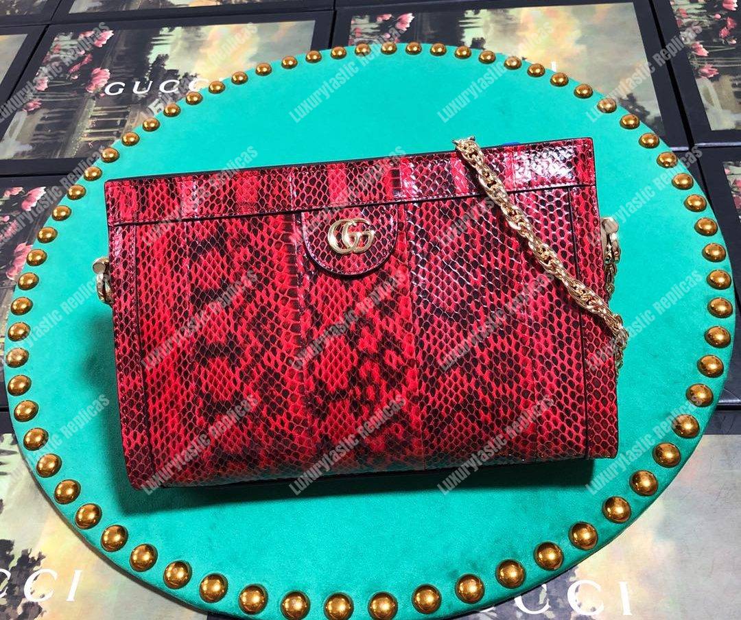 G*u*i ophidia small snakeskin shoulder bag hibiscus red