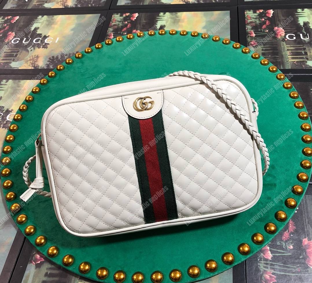 G*u*i quilted leather small shoulder bag white