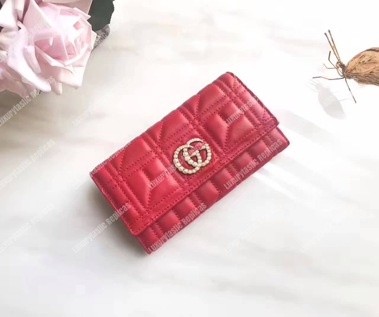 G*u*i gg marmont quilted continental wallet red