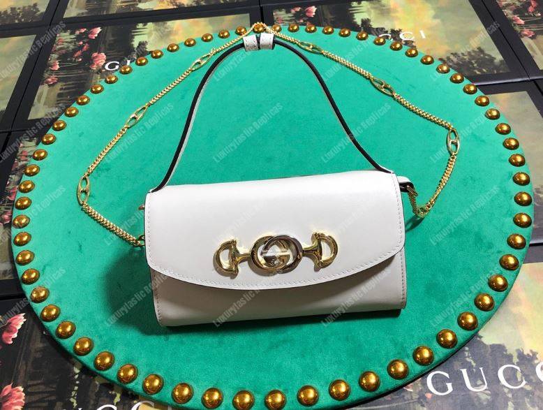G*u*i zumi white smooth leather mini bag