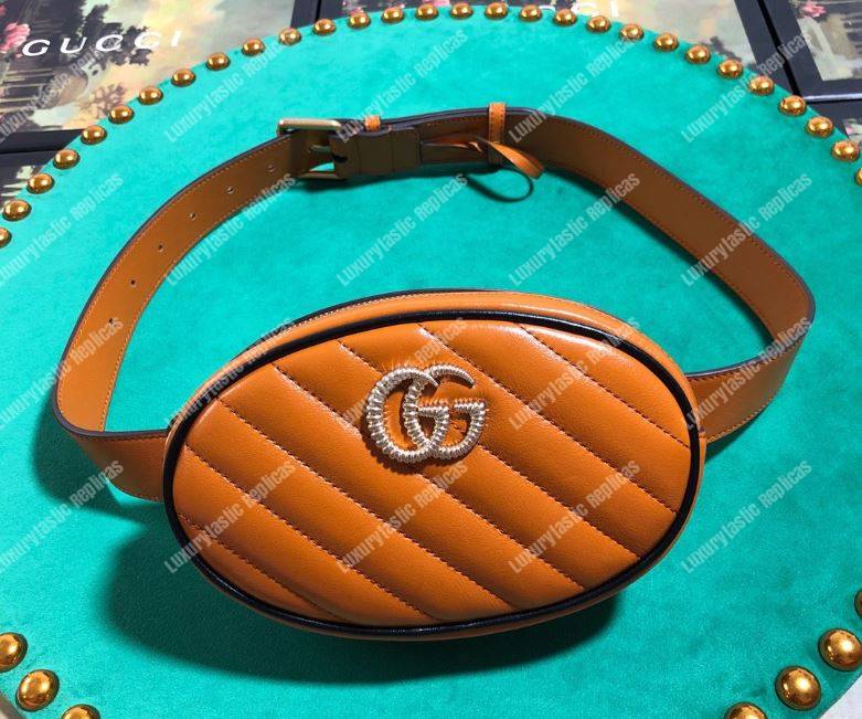 G*u*i gg marmont cognac matelassé leather belt bag