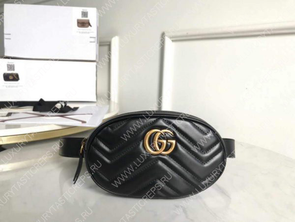 G*u*i gg marmont matelassé leather belt bag 476434 black