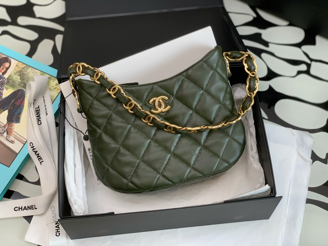 Ch*el hobo handbag bag green as3562
