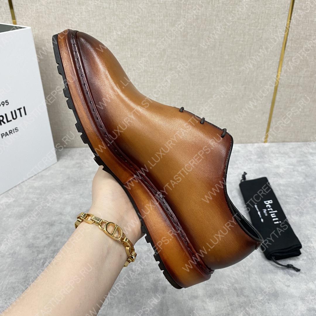 BERLUTI ALESSANDRO ALTO LEATHER OXFORD LIGHT BROWN S5843-V1