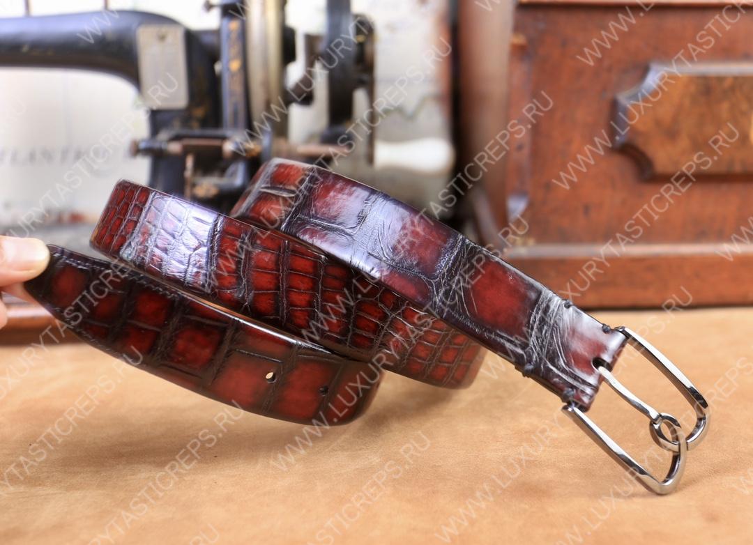 BERLUTI ALLIGATOR BELT RED C0035-E2